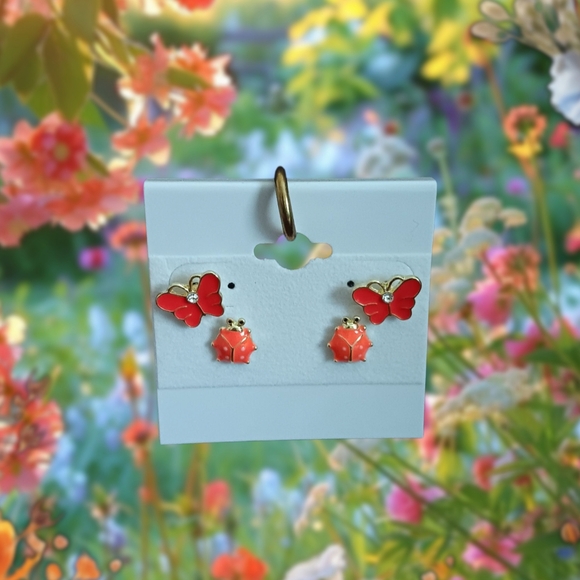 Source Unknown Jewelry - Butterfly & Ladybug Earrings Set
